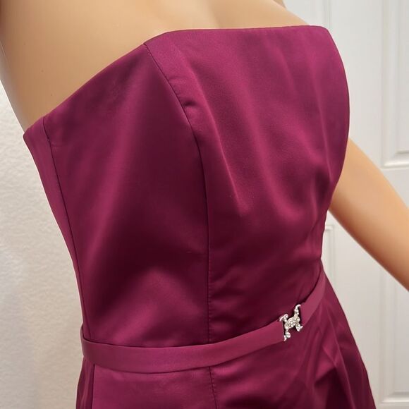 Michaelangelo Size 4 Dress Strapless Burgundy Diamond Belted Accent Formal Prom - Picture 3 of 12
